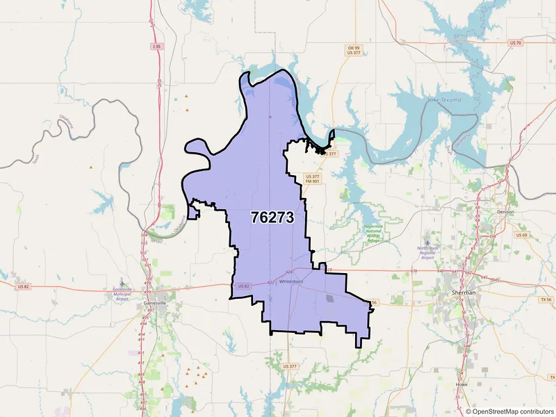 Map of ZIP Code 76273 — Whitesboro, TX