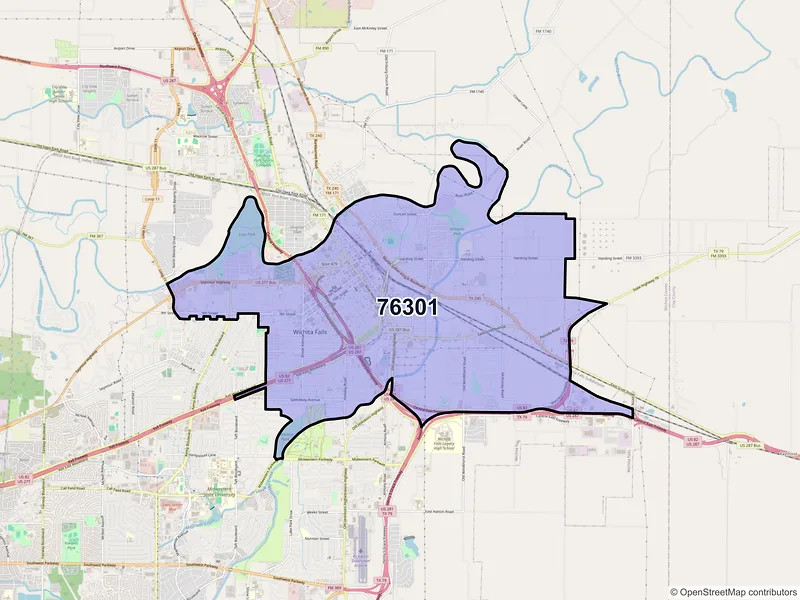 Map of ZIP Code 76301 — Wichita Falls, TX