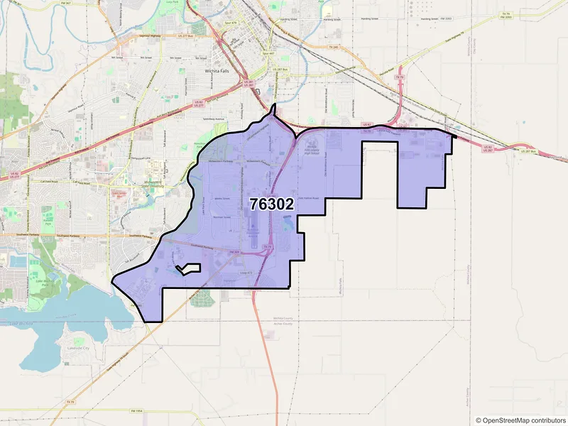 Map of ZIP Code 76302 — Wichita Falls, TX