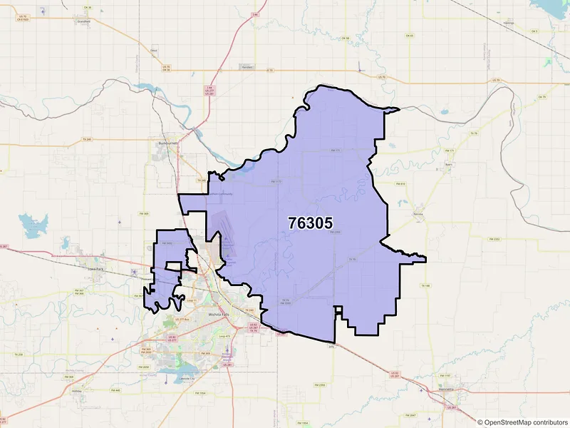 Map of ZIP Code 76305 — Wichita Falls, TX