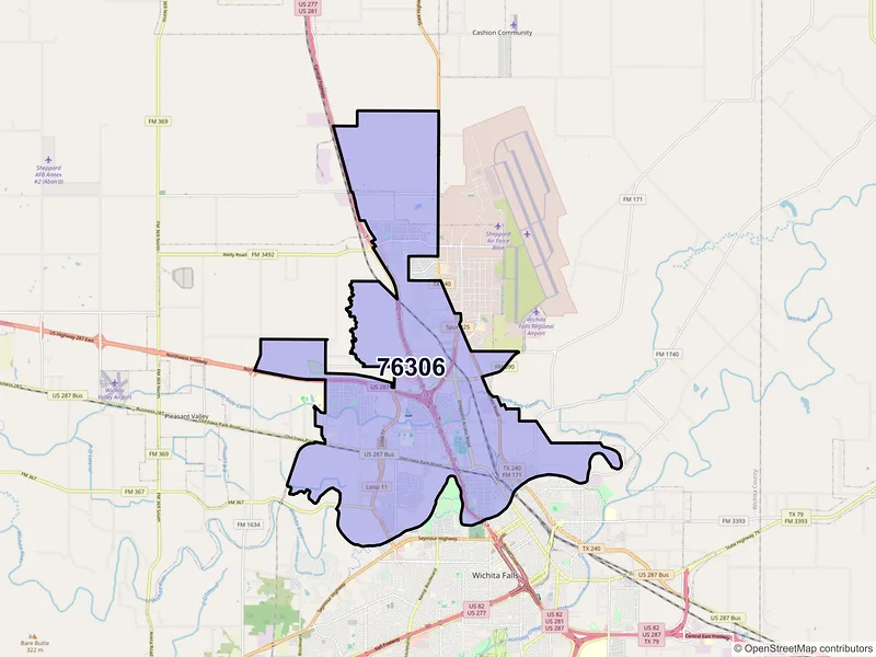 Map of ZIP Code 76306 — Wichita Falls, TX