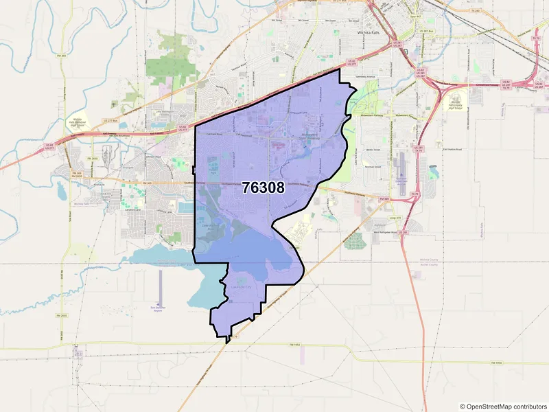 Map of ZIP Code 76308 — Wichita Falls, TX