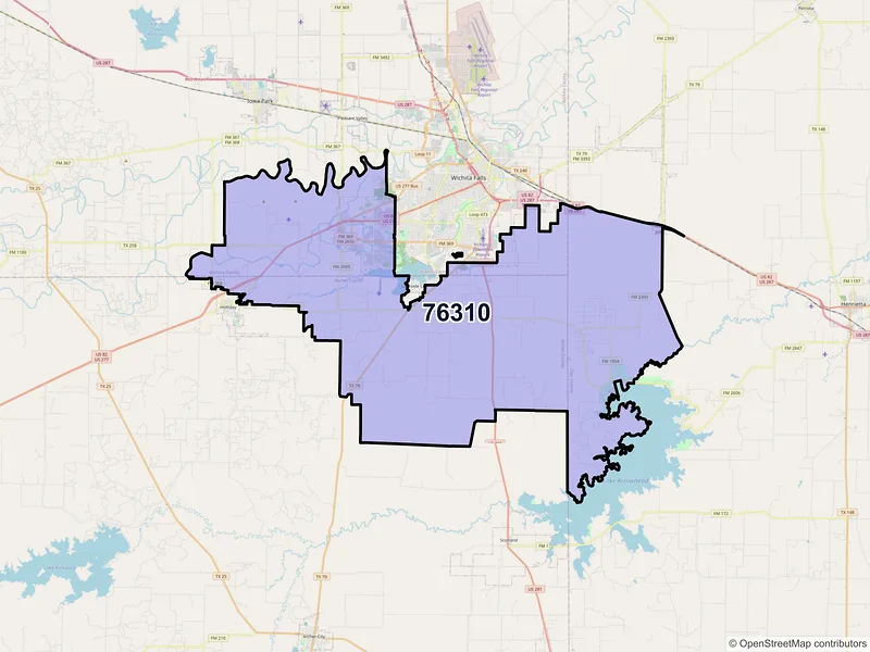 Map of ZIP Code 76310 — Wichita Falls, TX
