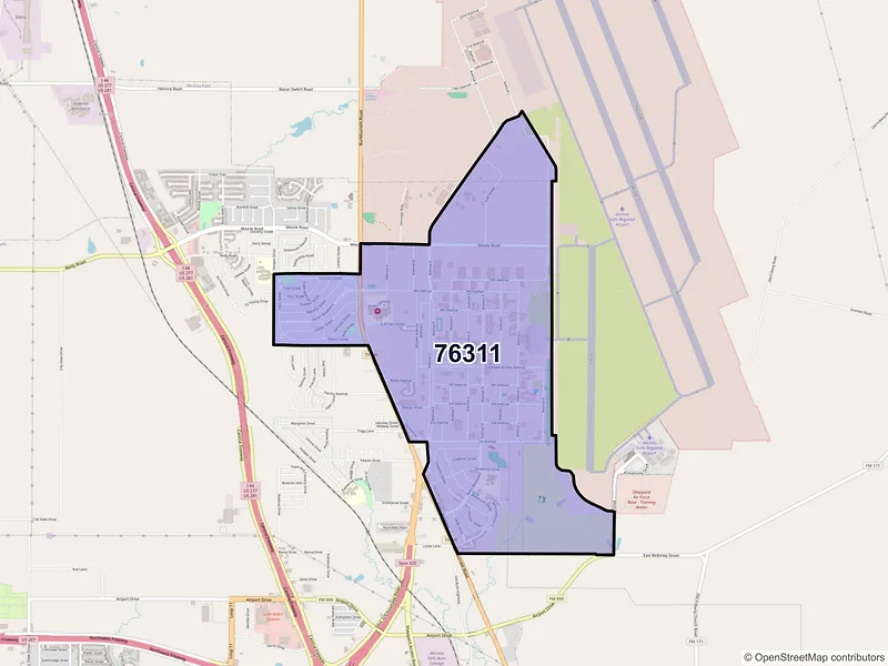 Map of ZIP Code 76311 — Sheppard AFB, TX