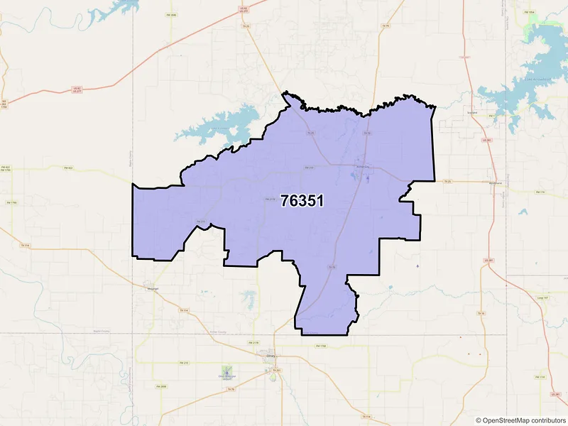 Map of Archer City, Texas and ZIP codes