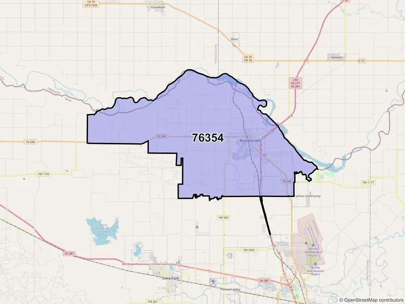 Map of ZIP Code 76354 — Burkburnett, TX