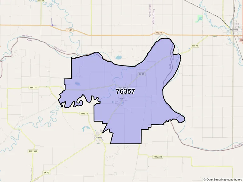 Map of ZIP Code 76357 — Byers, TX