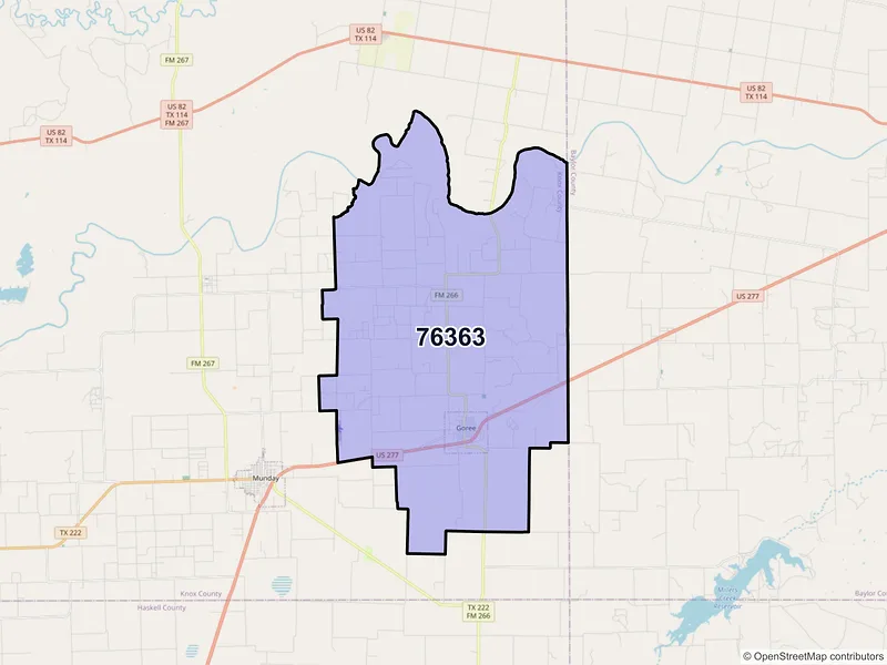 Map of ZIP Code 76363 — Goree, TX