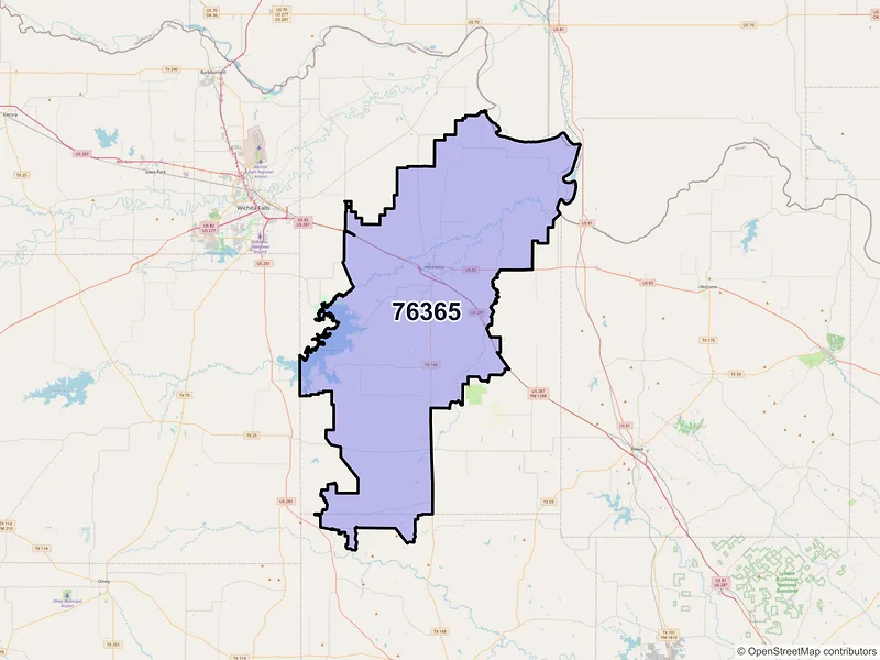 Map of ZIP Code 76365 — Henrietta, TX