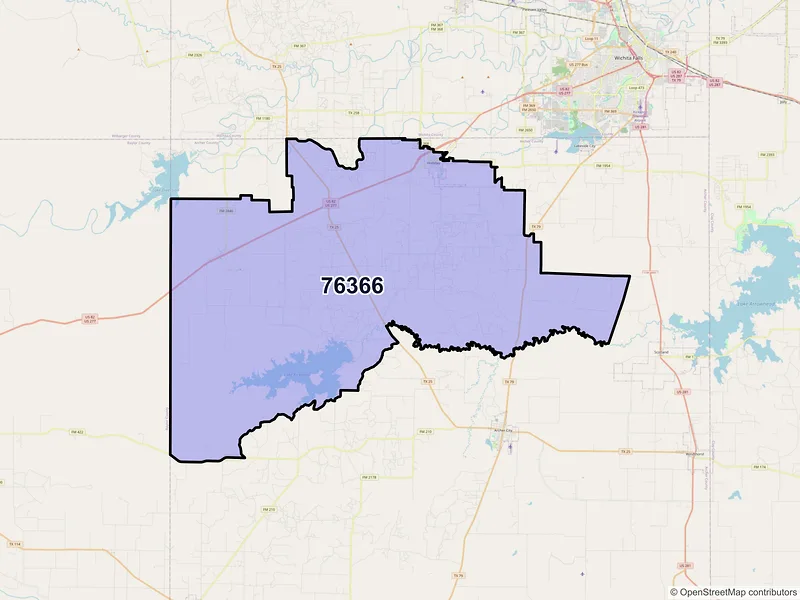 Map of ZIP Code 76366 — Holliday, TX