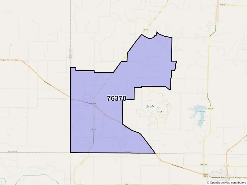 Map of Megargel, Texas and ZIP codes