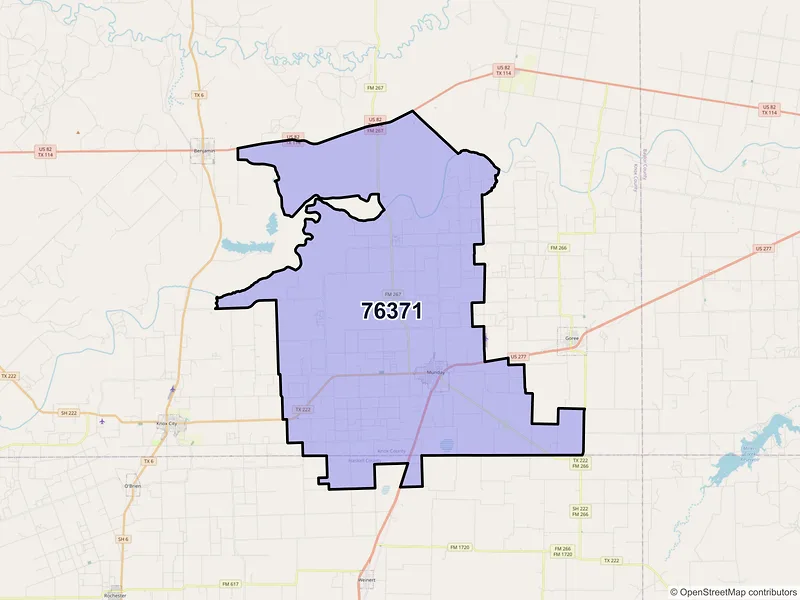 Map of ZIP Code 76371 — Munday, TX