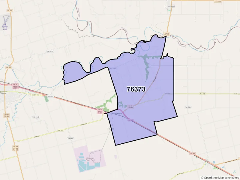 Map of Oklaunion, Texas and ZIP codes