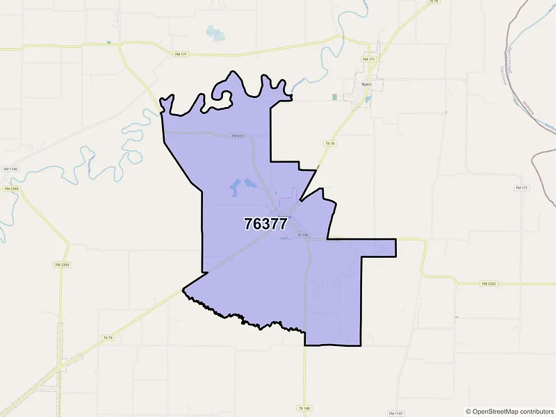 Map of ZIP Code 76377 — Petrolia, TX