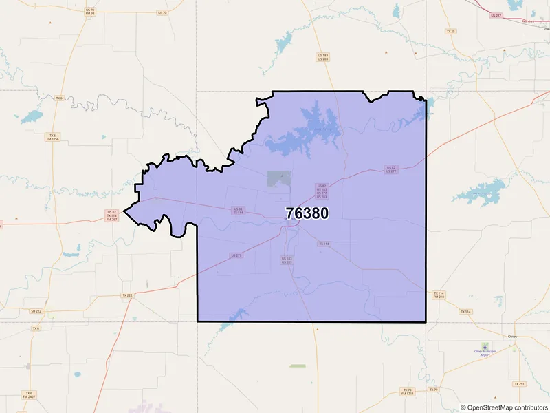 Map of ZIP Code 76380 — Seymour, TX