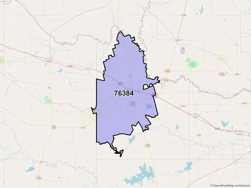 Map of ZIP Code 76384 — Vernon, TX
