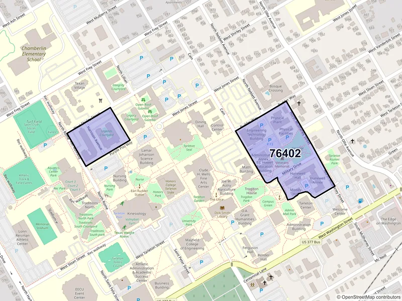 Map of ZIP Code 76402 — Stephenville, TX