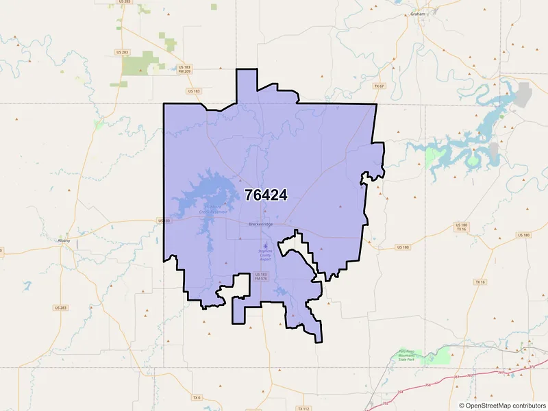 Map of ZIP Code 76424 — Breckenridge, TX
