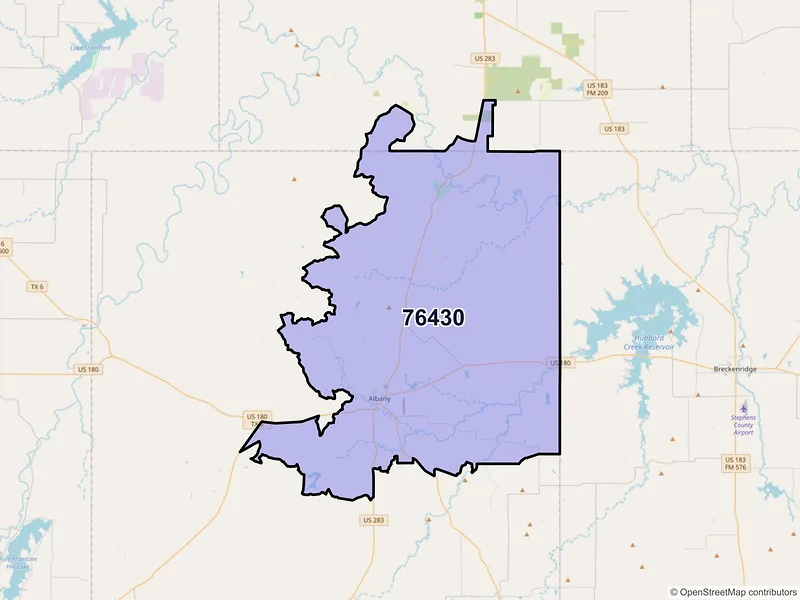 Map of ZIP Code 76430 — Albany, TX