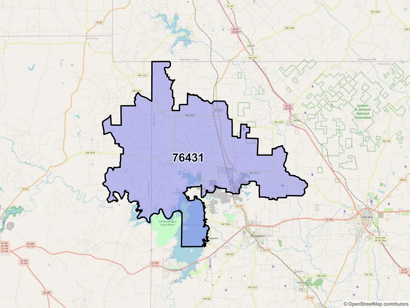 Map of ZIP Code 76431 — Chico, TX