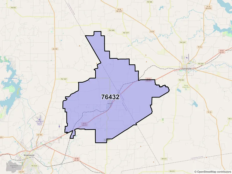Map of ZIP Code 76432 — Blanket, TX