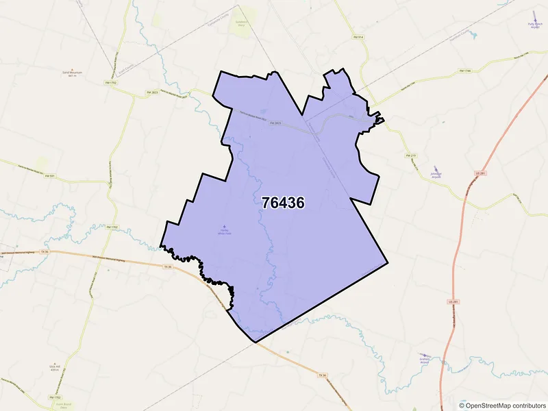 Map of ZIP Code 76436 — Carlton, TX