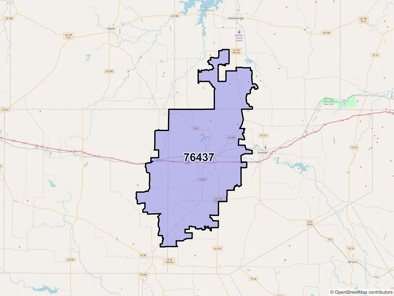 Map of ZIP Code 76437 — Cisco, TX