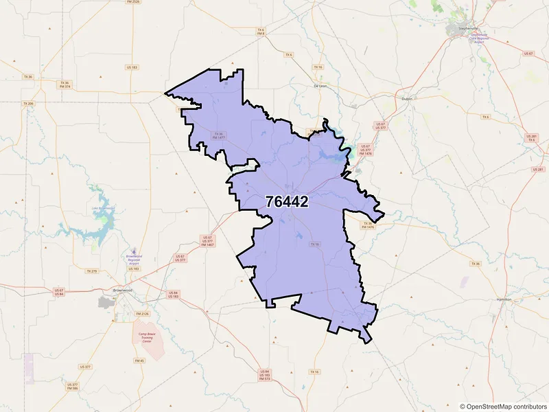Map of ZIP Code 76442 — Comanche, TX