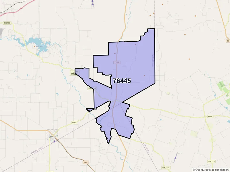 Map of ZIP Code 76445 — Desdemona, TX
