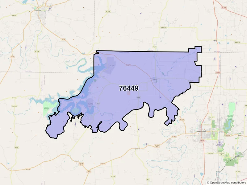 Map of ZIP Code 76449 — Graford, TX