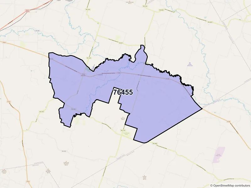 Map of ZIP Code 76455 — Gustine, TX
