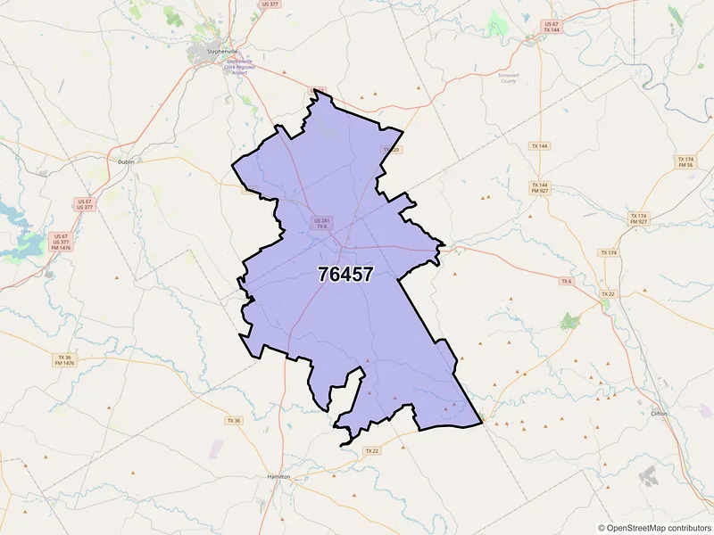 Map of ZIP Code 76457 — Hico, TX