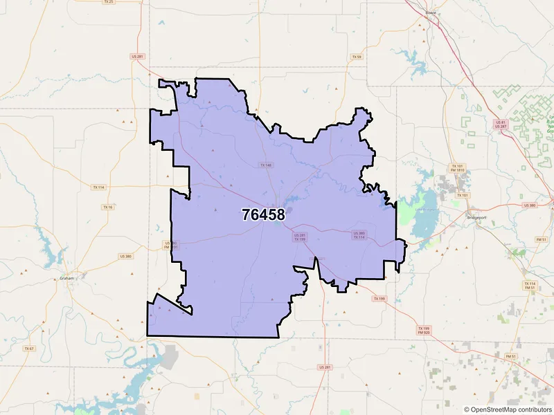 Map of ZIP Code 76458 — Jacksboro, TX