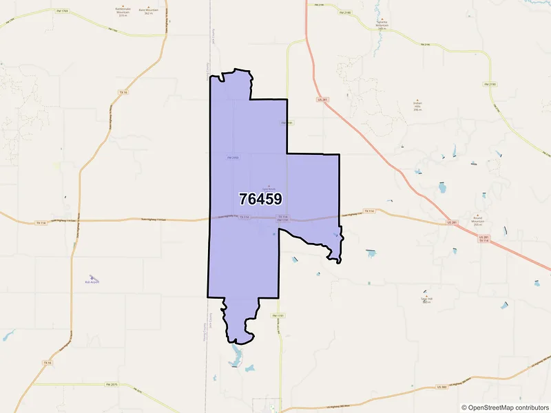 Map of ZIP Code 76459 — Jermyn, TX