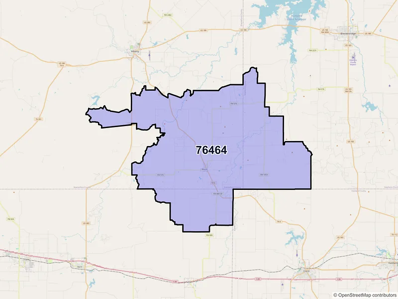 Map of ZIP Code 76464 — Moran, TX