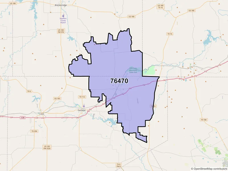Map of ZIP Code 76470 — Ranger, TX