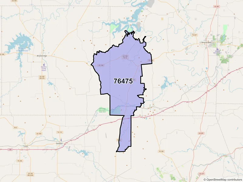 Map of Strawn, Texas and ZIP codes