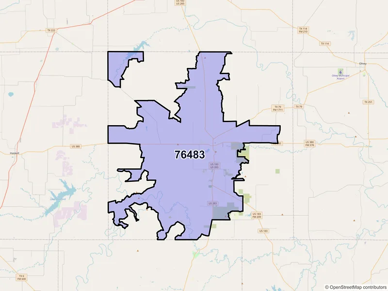 Map of ZIP Code 76483 — Throckmorton, TX