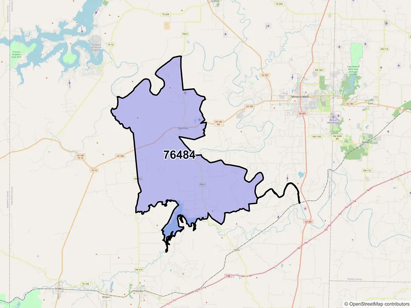 Map of ZIP Code 76484 — Palo Pinto, TX