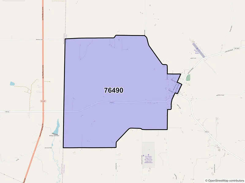 Map of Whitt, Texas and ZIP codes