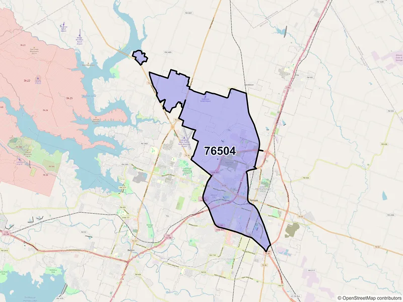 Map of ZIP Code 76504 — Temple, TX