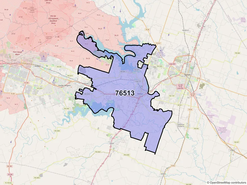 Map of ZIP Code 76513 — Belton, TX