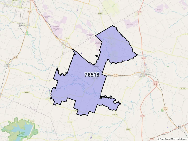 Map of ZIP Code 76518 — Buckholts, TX