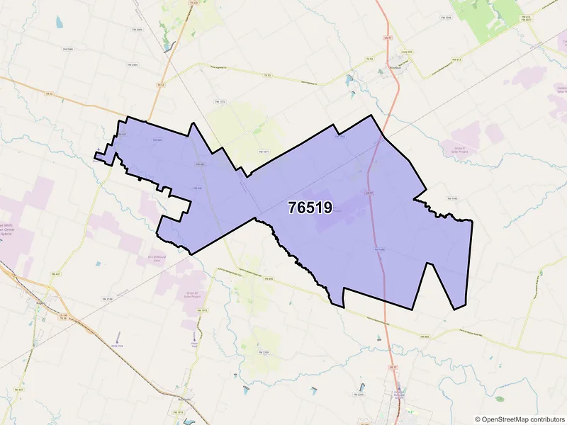 Map of ZIP Code 76519 — Burlington, TX