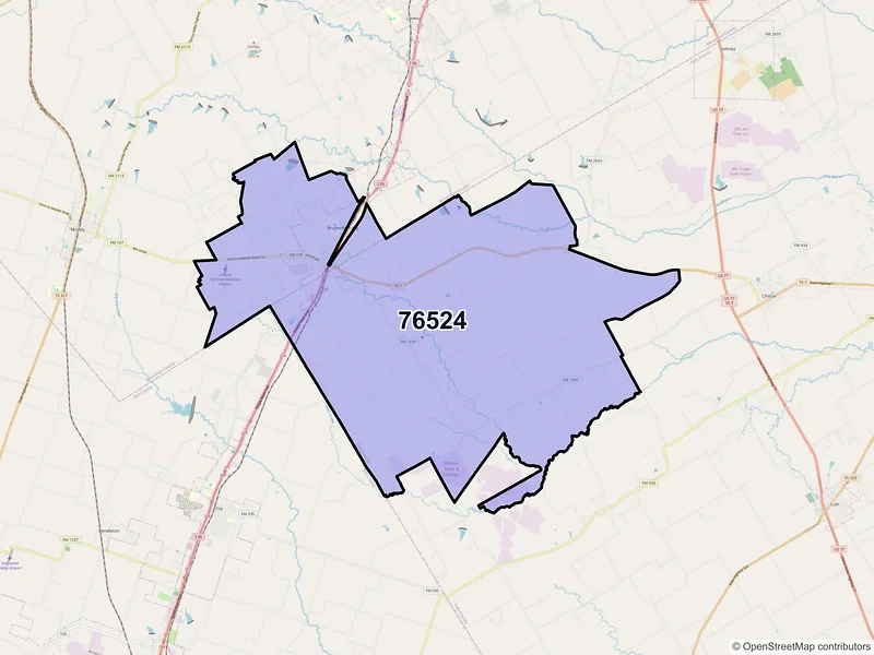 Map of ZIP Code 76524 — Eddy, TX