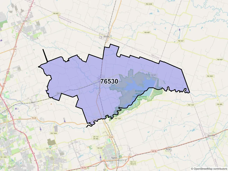 Map of ZIP Code 76530 — Granger, TX
