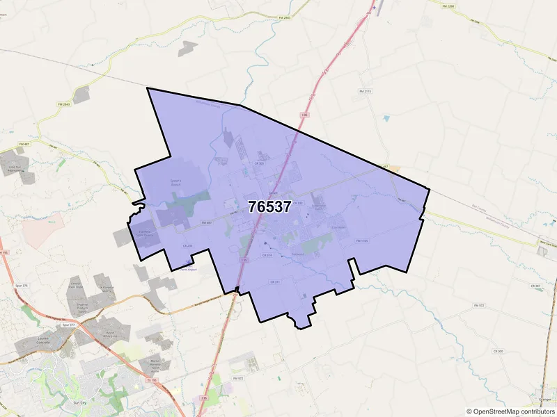 Map of ZIP Code 76537 — Jarrell, TX