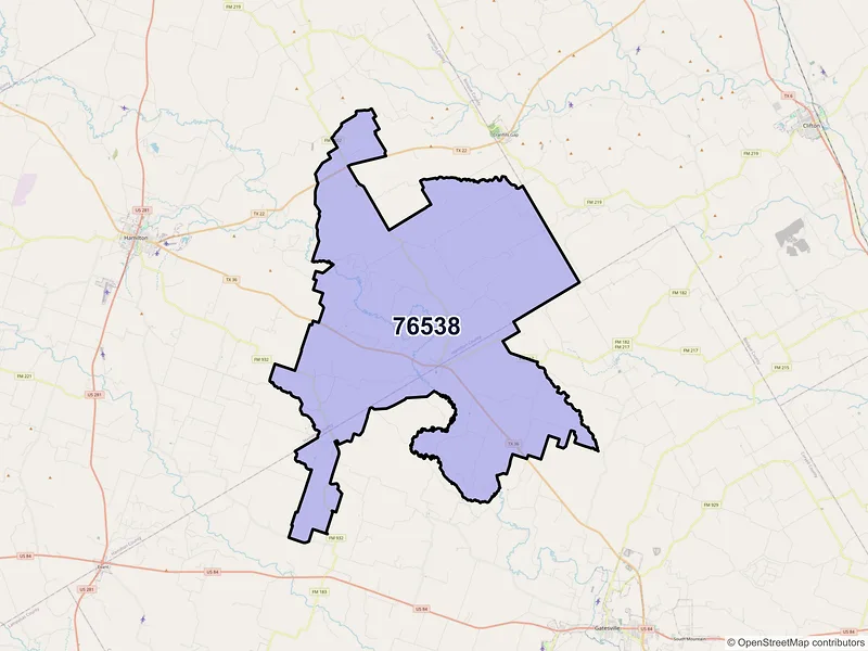 Map of ZIP Code 76538 — Jonesboro, TX