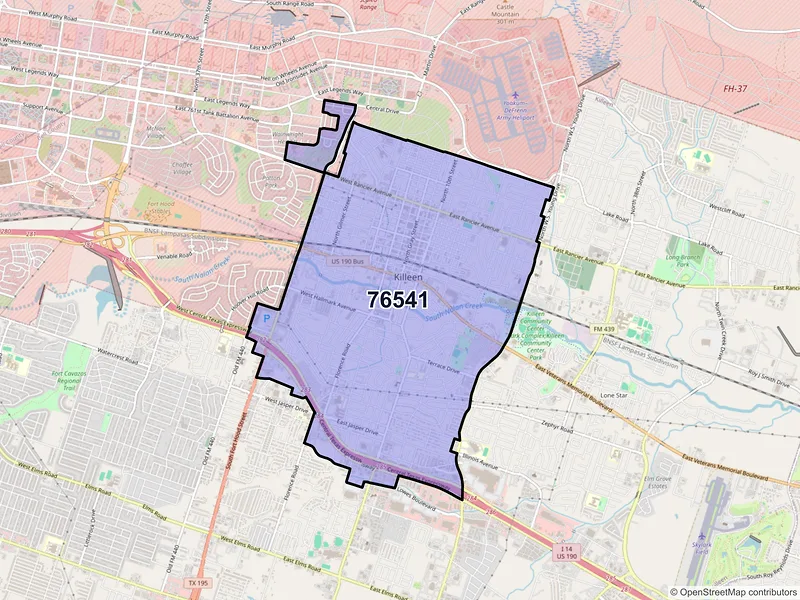 Map of ZIP Code 76541 — Killeen, TX