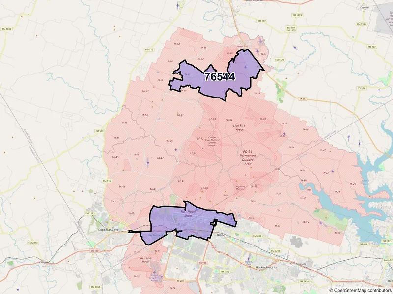 Map of ZIP Code 76544 — Fort Hood, TX